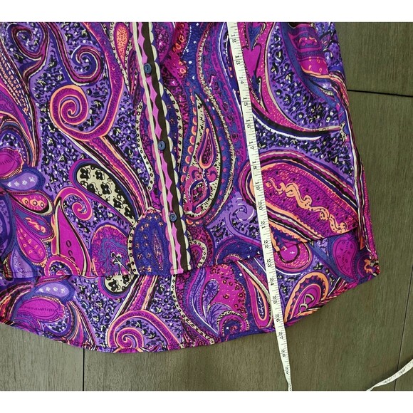 Trina Turk Purple and Pink Paisley Button Down Shirt - Picture 4 of 7